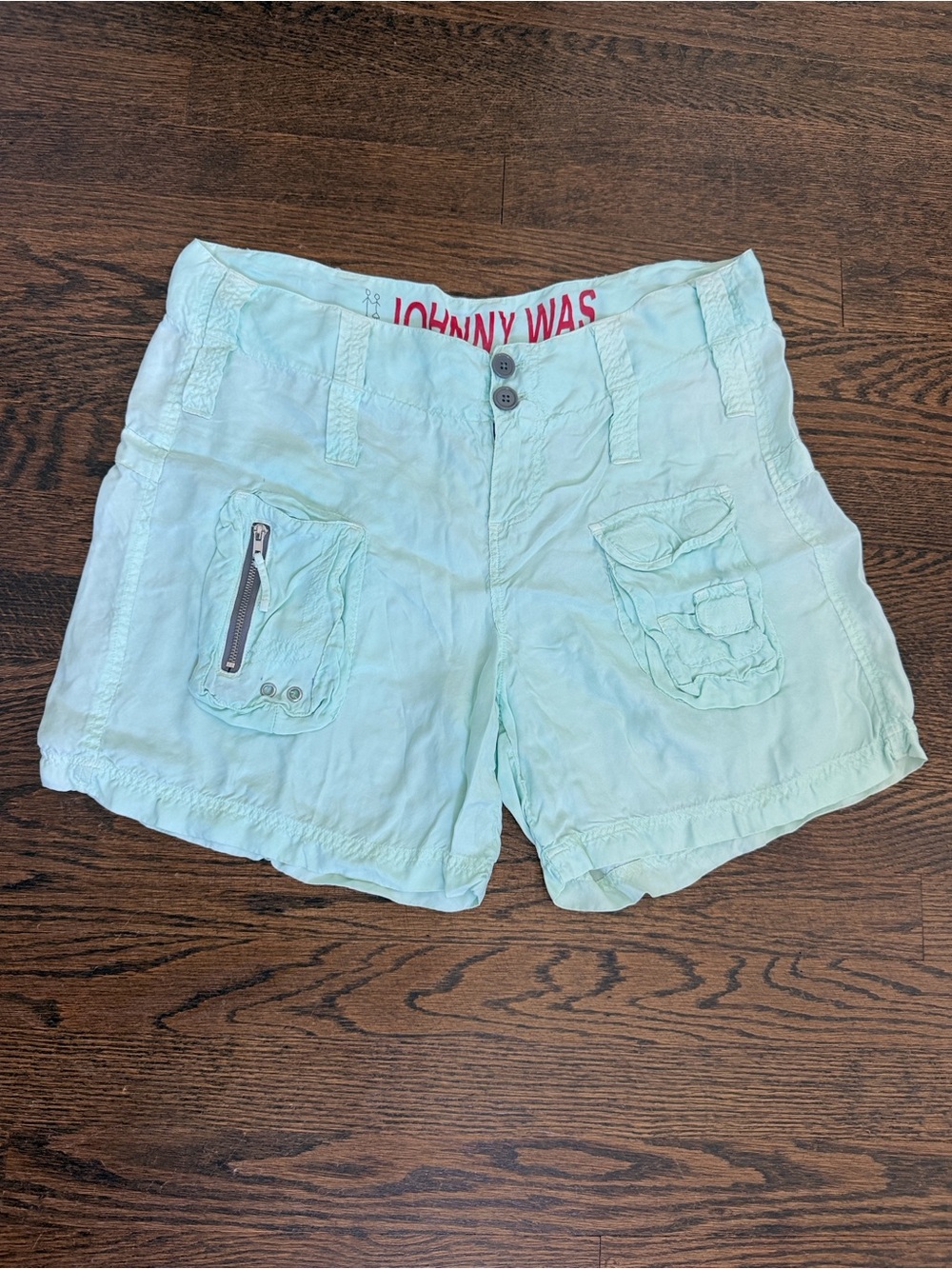 Johnny Was Pastel Mint Cargo Pocket Shorts